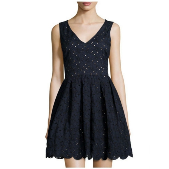 Karl Lagerfeld Dresses & Skirts - Karl Lagerfeld NEW Navy Blue Womens Eyelet V-Neck